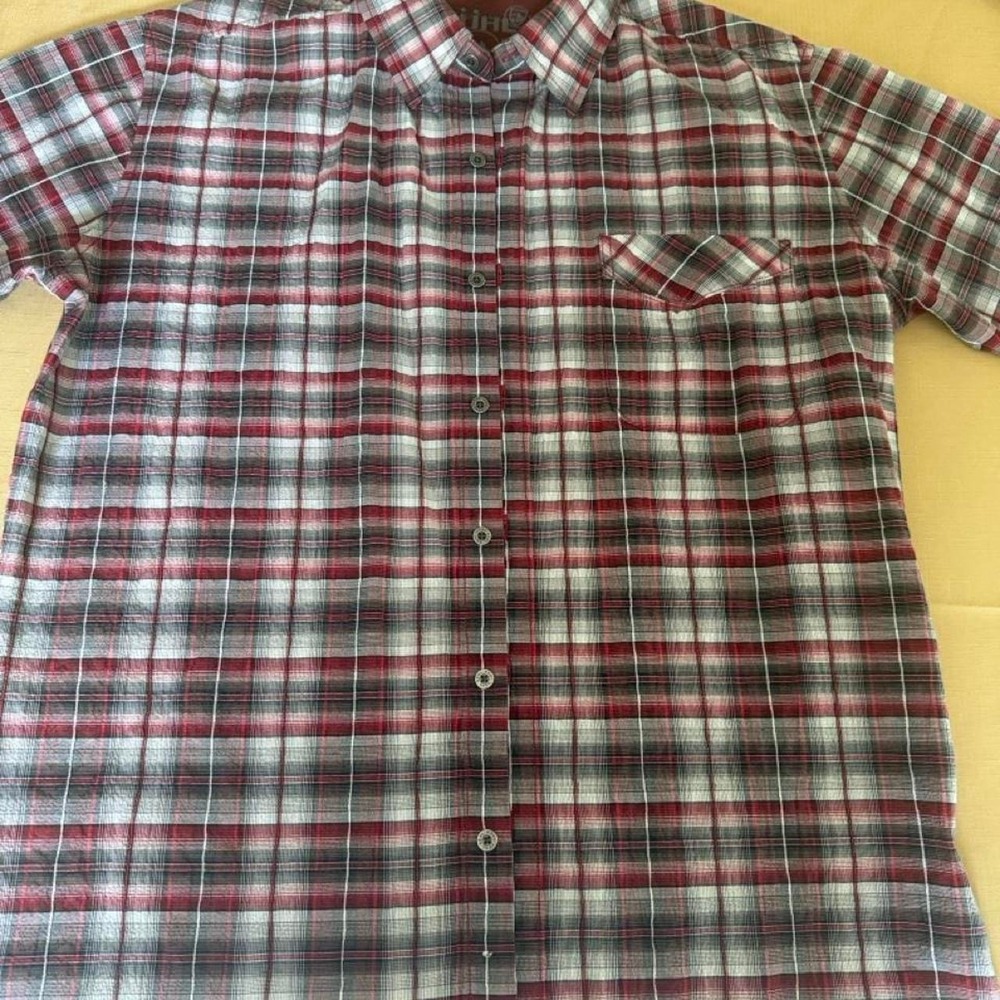 Kuhl Red Plaid Button Up Shirt Size L